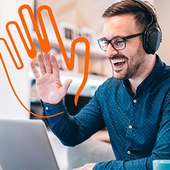 waving to caller on screen
