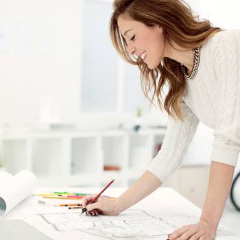 woman marking-up print