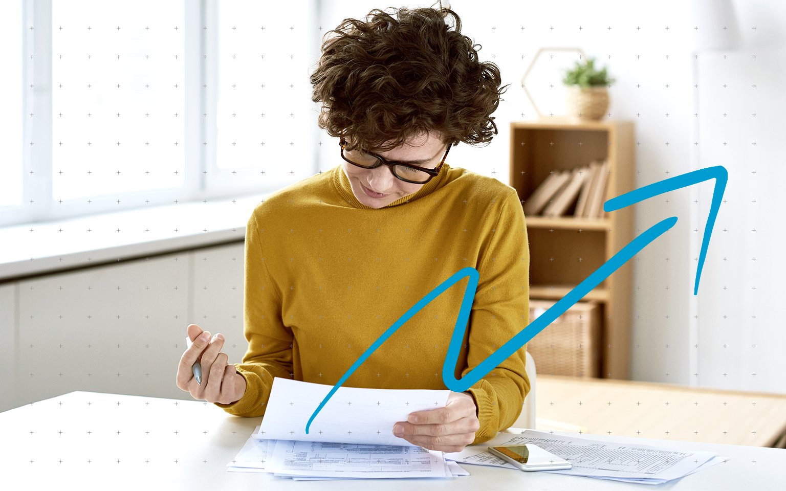 woman reviewing documents