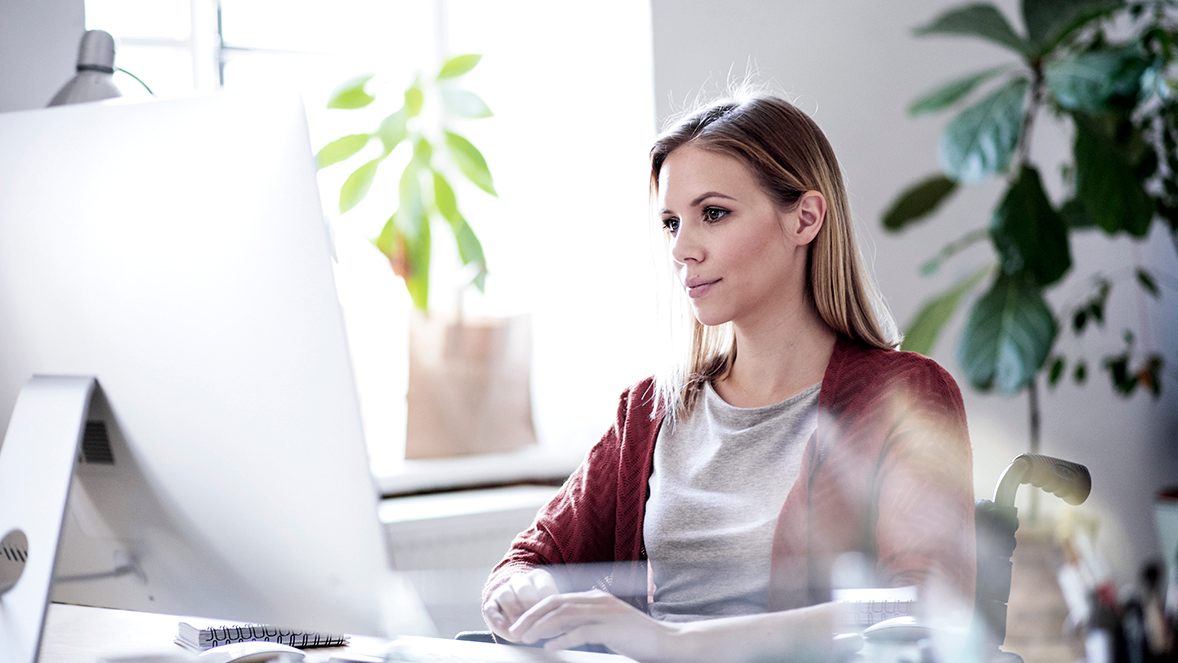 Lady looking at laptop