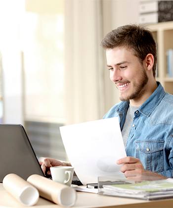 A user-friendly experience man looking into a screen
