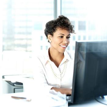 Privacy Statement for job applicants girl in front of a computer