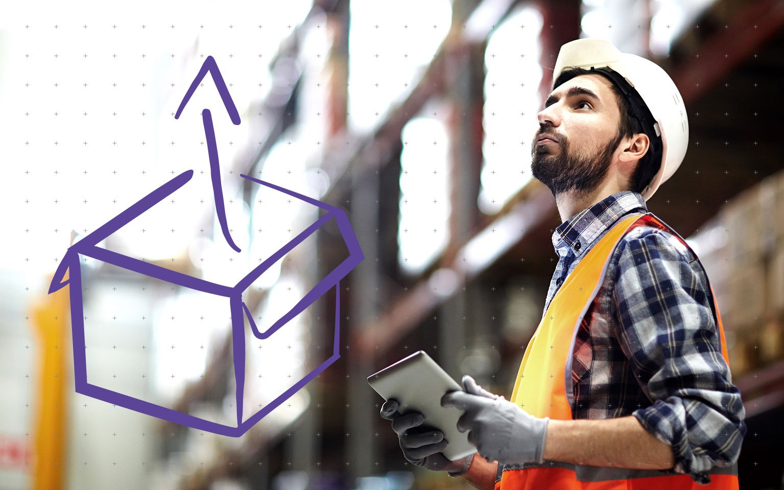 Evolve logistics management with automation technology workman outside looking up