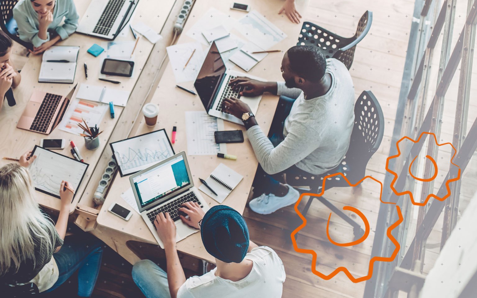 Business automation is your future overhead shot of a busy office