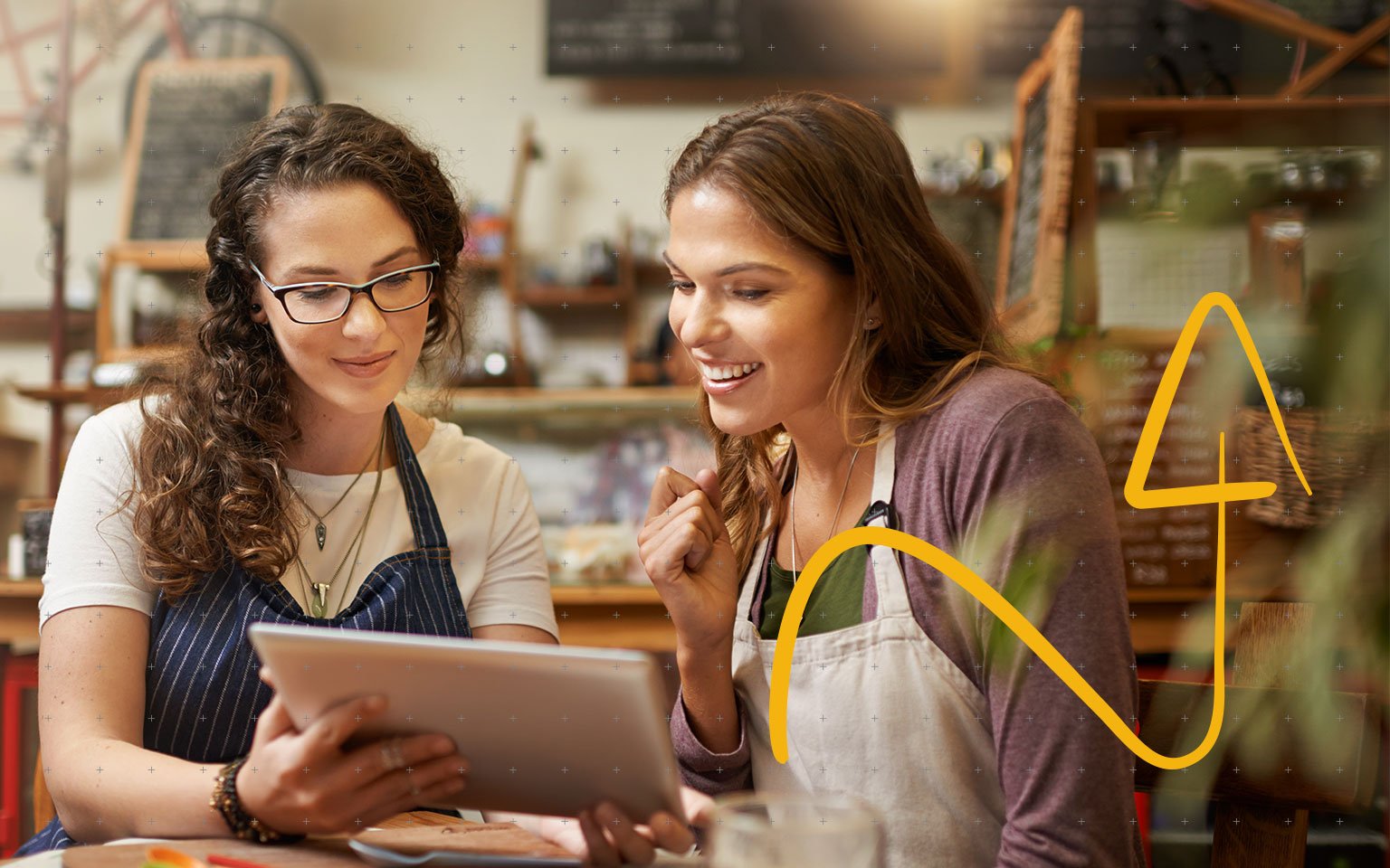 woman with small business using a tablet